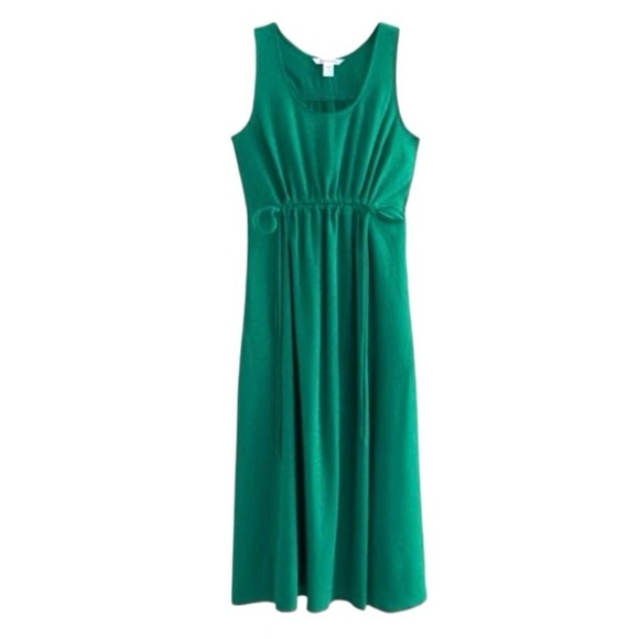 Athleta Emerald Green Echo Midi Dress Size Small Ruched Waist Maxi Tank